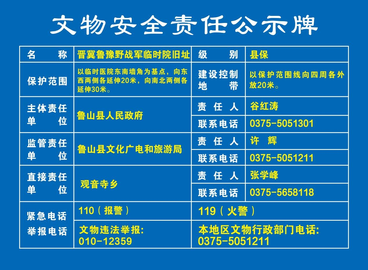 040晋冀鲁豫野战军临时院旧址 文物安全责任公示牌.jpg